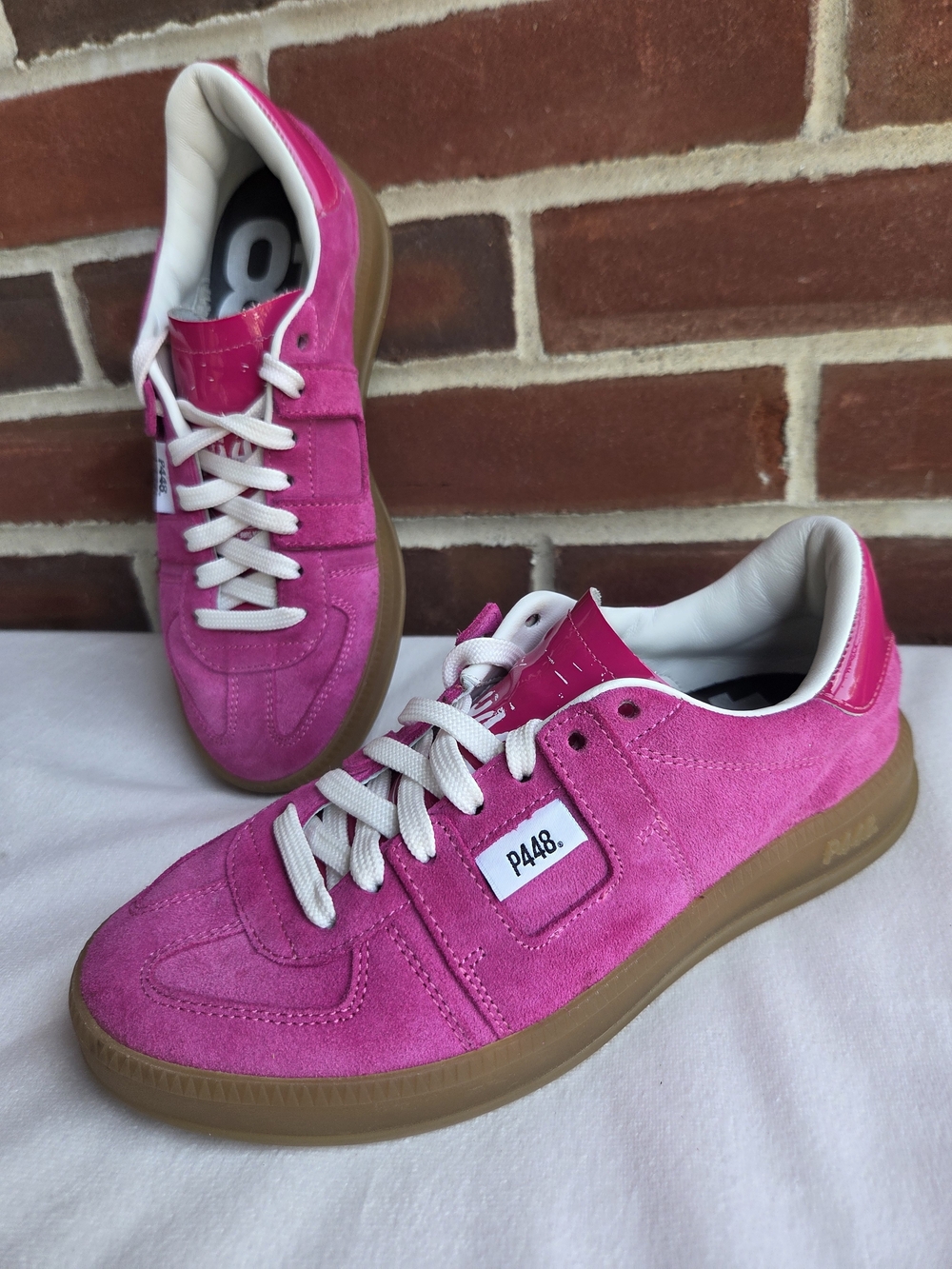 P448 Monza Patent Punch Pink Suede Sneakers Women US 6 EU 36